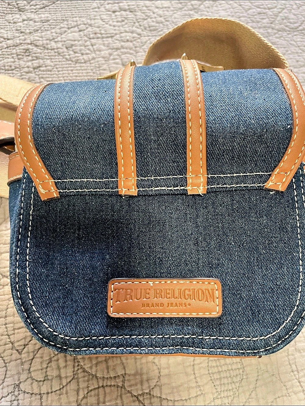 True Religion Denim Crossbody Bag in Blue & Brown - Picture 6 of 7